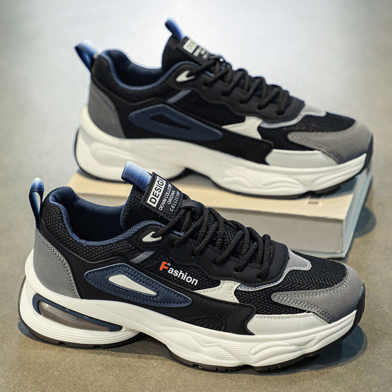 New breathable mesh youth sports shoes for men in autumn, Korean-style trendy and versatile thick-soled casual dad shoes details Picture