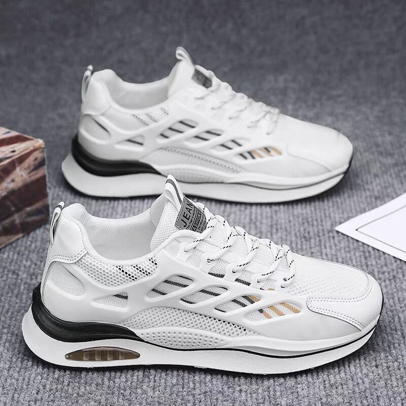 Summer new breathable mesh sports shoes for men, trendy and versatile white sneakers for male students, height-increasing dad shoes Specification drawing