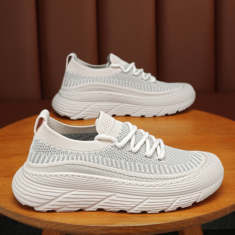Summer men's shoes: Breathable mesh shoes, coconut shoes, men's Korean style, versatile thick-soled men's sports shoes, casual running dad shoes details Picture