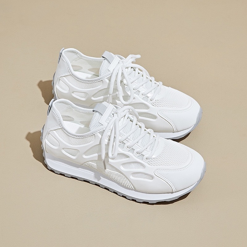 Women's shoes 2025 New versatile white sneakers, net shoes, casual shoes, children's flying woven breathable sports shoes, cross-border wholesale for foreign trade details Picture