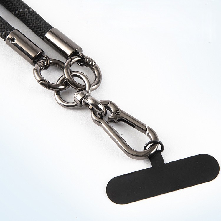 Stainless steel mobile phone lanyard patch on the back of the casing, universal mobile phone neck lanyard clip piece anti-loss gasket manufacturer, black full figure