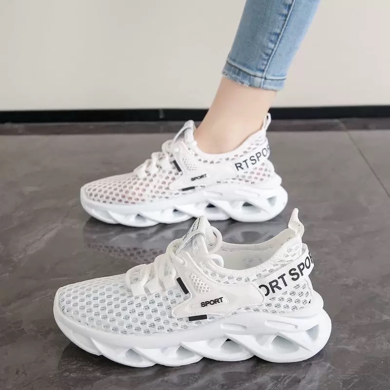 2025 Women's Shoes Summer: Breathable sports shoes, net shoes, fishing net shoes, running shoes, white sneakers, cross-border wholesale, foreign trade shoes for women full figure
