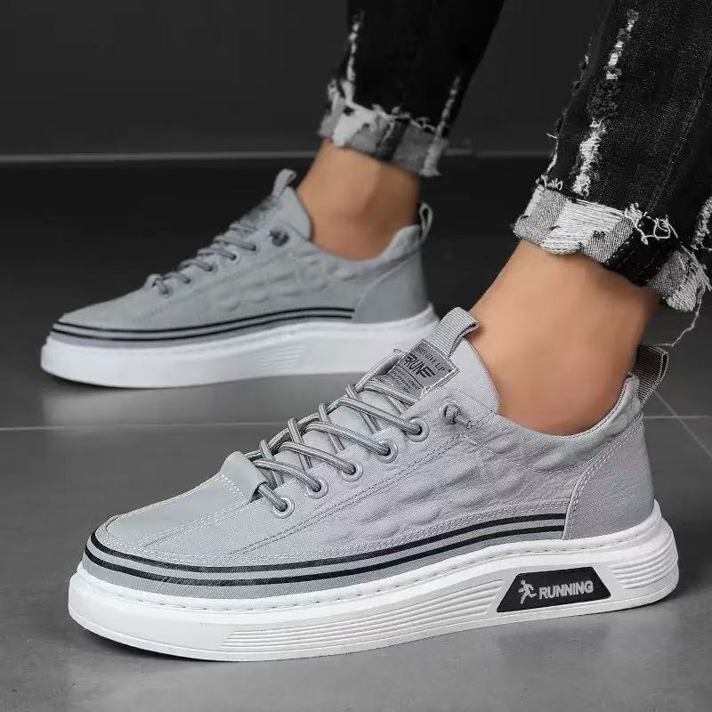 Men's shoes 2025 Summer new breathable leather canvas shoes, trendy and versatile board shoes, lazy casual shoes for men Specification drawing