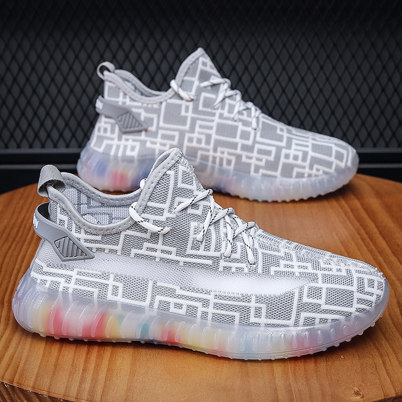 2023 New Breathable Fei-woven men's shoes, summer breathable coconut shoes, men's sports shoes, Korean style casual shoes, men's 350 full figure