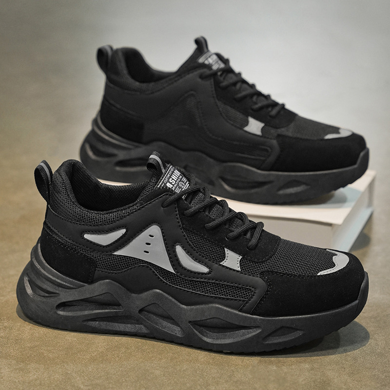 New breathable mesh shoes for men in spring, trendy and versatile men's sports shoes, thick-soled casual running dad shoes full figure