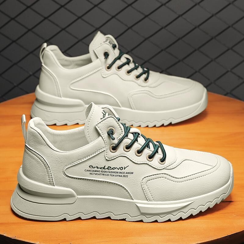 New breathable and waterproof men's shoes for spring, men's trendy and versatile thick-soled white sneakers, sporty and casual dad trendy shoes full figure