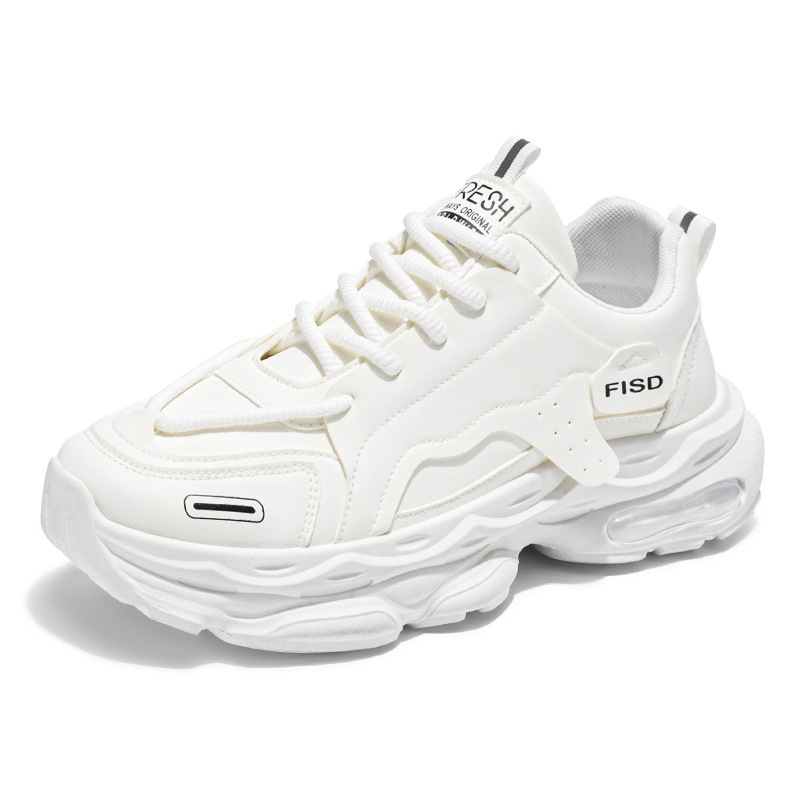 Summer new breathable white men's shoes, men's trendy and versatile thick-soled sports shoes, men's casual dad trendy shoes Item Picture