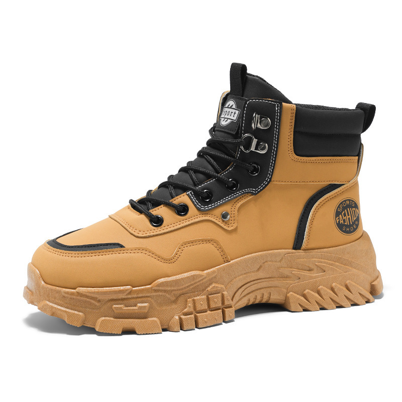 Martin Boots Men's autumn new breathable high-cut workwear shoes Men's Korean style versatile thick-soled hiking short boots Item Picture