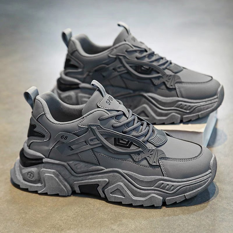 New breathable white sneakers for men in summer, trendy and versatile insole height-increasing sports shoes, casual running dad shoes details Picture