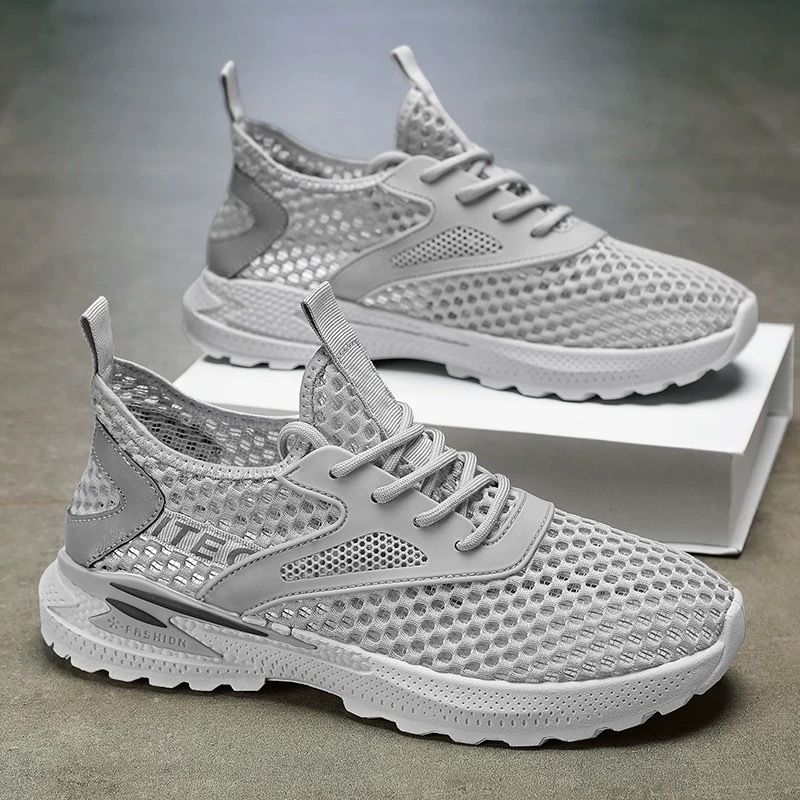 Summer new men's shoes 2025: Thin, breathable, anti-slip, sporty soft soled men's casual and trendy shoes with perforated mesh upper full figure