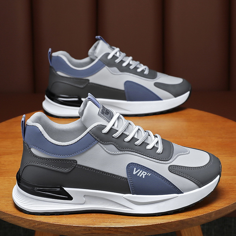 Spring new men's shoes: Breathable leather shoes, men's trendy and versatile thick-soled sports shoes, casual running dad trendy shoes details Picture