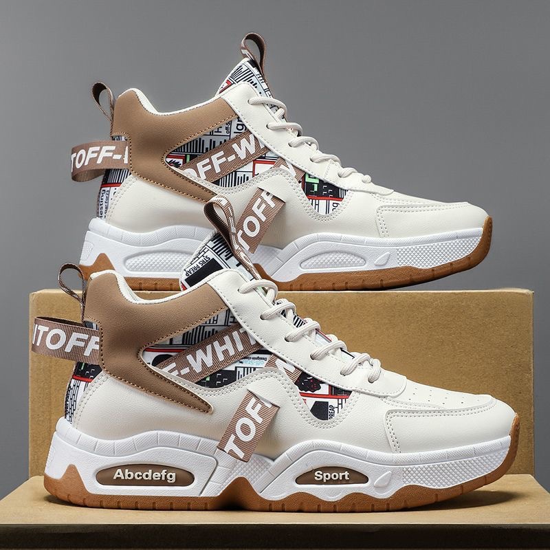 New men's shoes for Spring 2025: Breathable high-top sports shoes, men's trendy and versatile thick-soled casual dad shoes Specification drawing