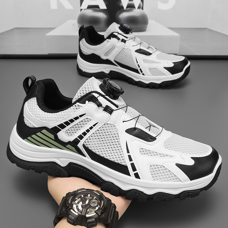 New summer men's hiking shoes, breathable perforated mesh shoes, men's anti-slip and wear-resistant sports shoes, casual dad shoes for men details Picture