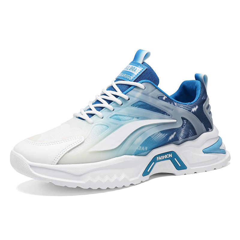 Summer men's shoes: New breathable mesh sports shoes for men, trendy and versatile thick-soled white sneakers, casual dad shoes for men Item Picture
