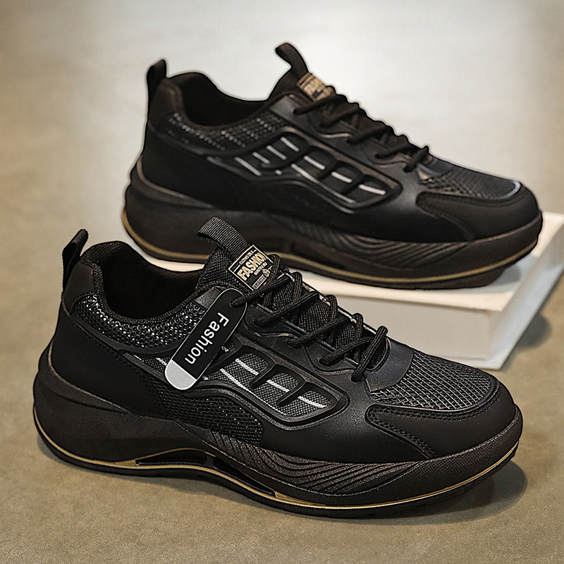 Summer new men's shoes: Breathable mesh white sneakers, men's trendy and versatile thick-soled sports shoes, casual dad trendy shoes details Picture
