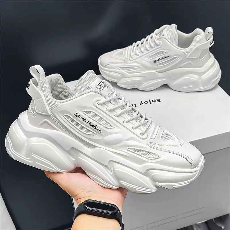New breathable mesh sports shoes for men in autumn, Korean style trendy and versatile thick-soled casual running dad shoes details Picture