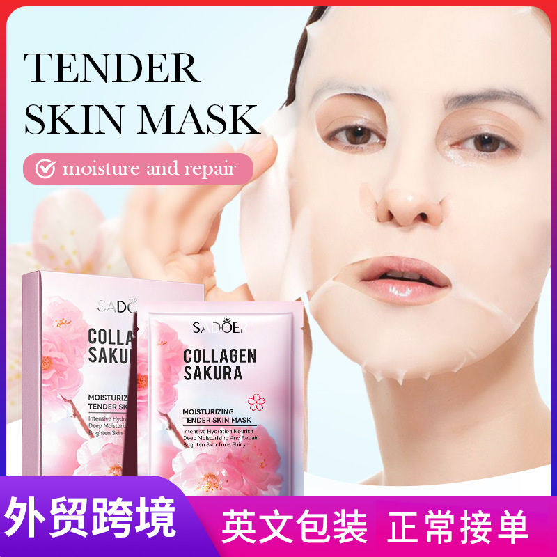 Cross-border export wholesale of SADOER Sakura Collagen Moisturizing and Nourishing Skin Mask in full English full figure