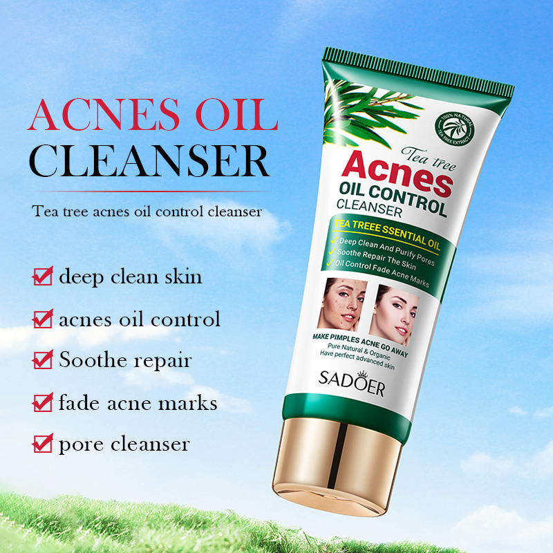 SADOER Tea Tree Acne and Oil Control Facial Cleanser, gentle cleansing and acne removal student Facial Cleanser, cross-border wholesale Specification drawing