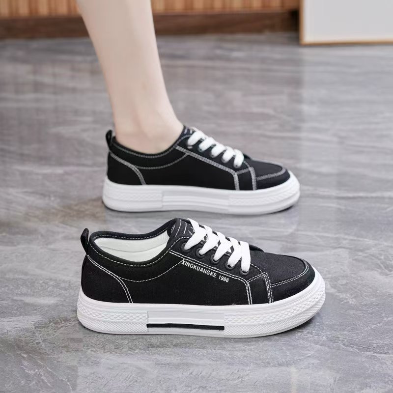 The 2025 summer campus sail cloth shoes are casual, low-top, versatile, breathable, Korean-style flat, fashionable and simple sneakers for women details Picture