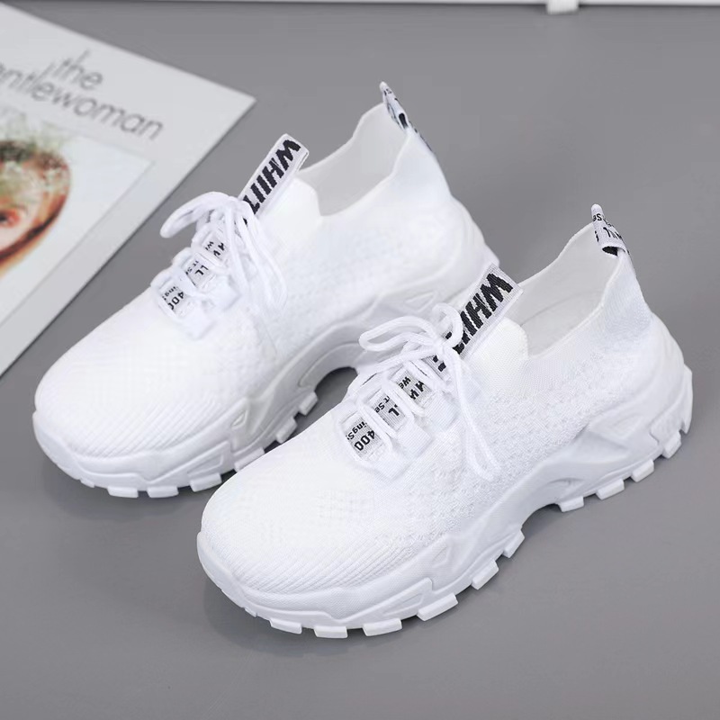 New spring and summer fashion dad shoes for women: Fly-woven lace-up thick-soled comfortable and casual women's sports shoes Application Scenario