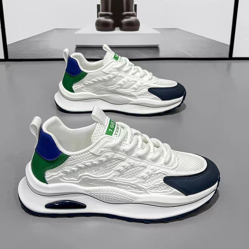 Trendy men's shoes 2025 summer Breathable white sneakers for running, youth and students, casual sports shoes for export wholesale Specification drawing