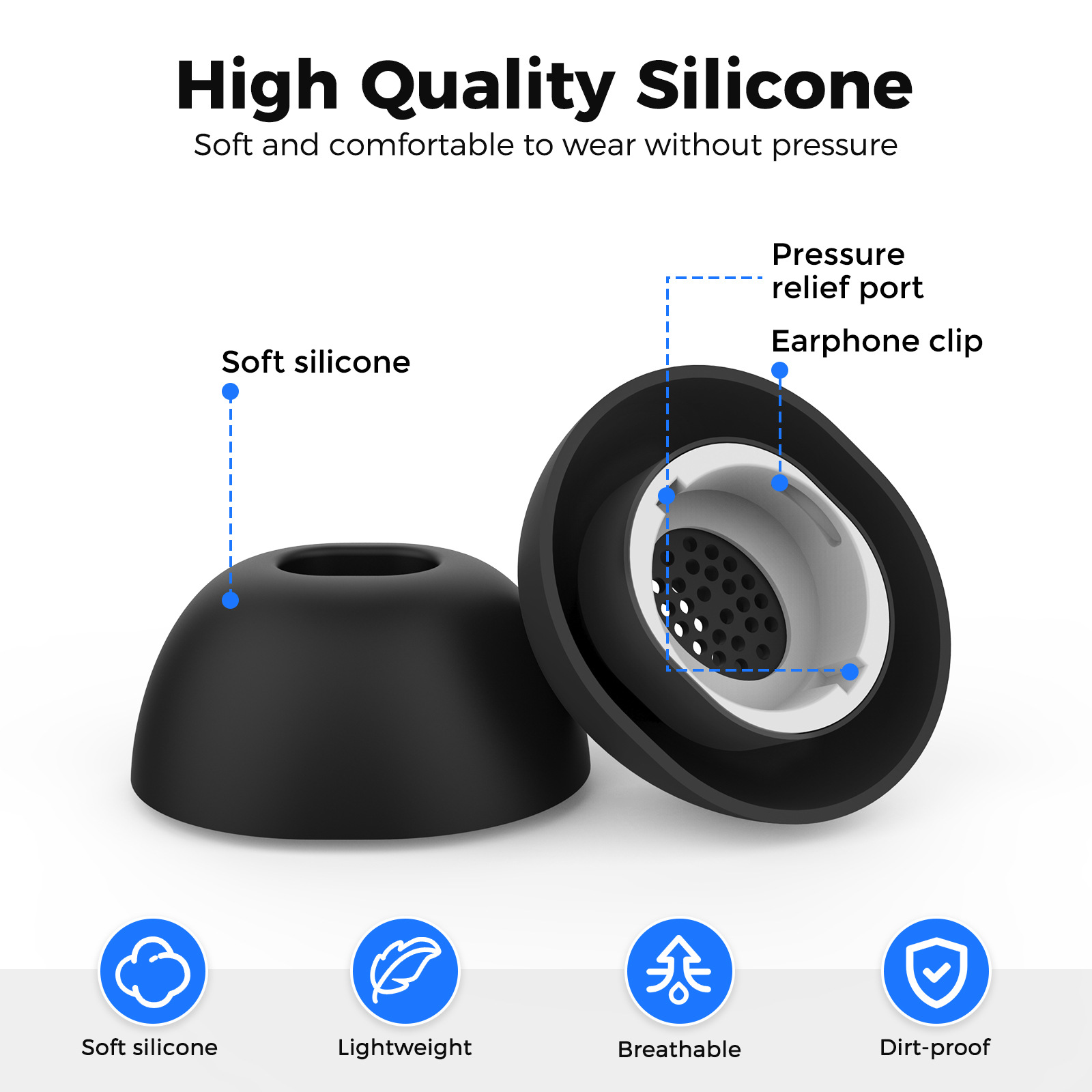 This product is suitable for replacing the original earbuds of Samsung Buds3 pro headphones with silicone ear tips and ear covers Specification drawing