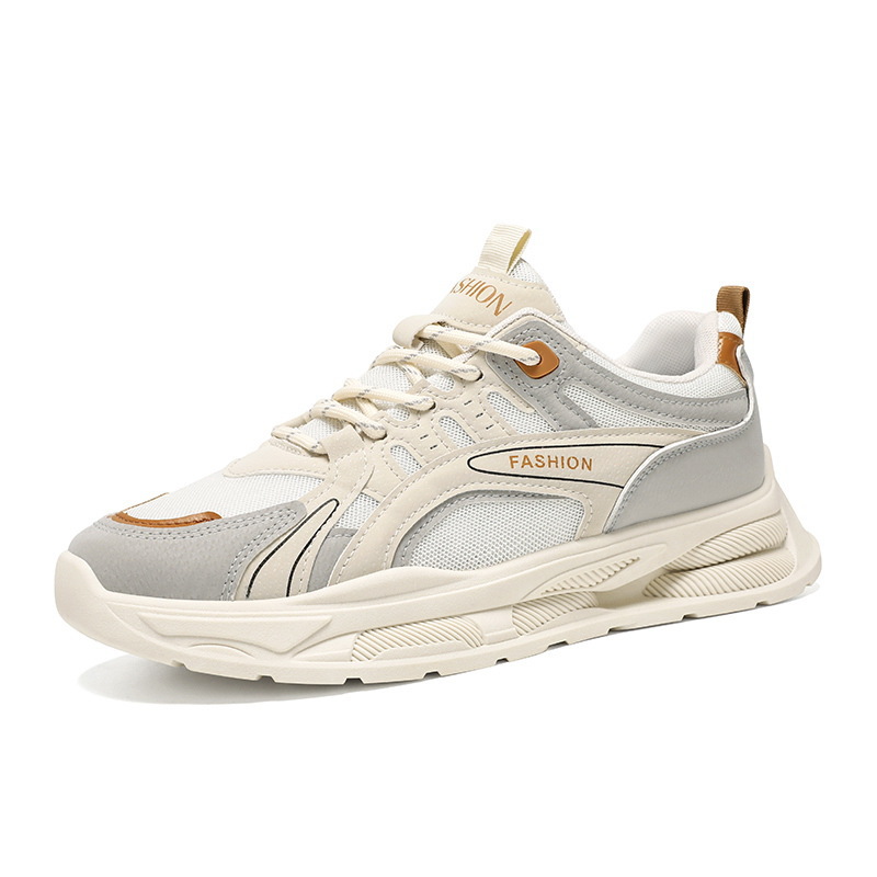 New breathable mesh shoes for men in spring, Korean style trendy and versatile thick-soled sports shoes, casual dad trendy shoes Item Picture