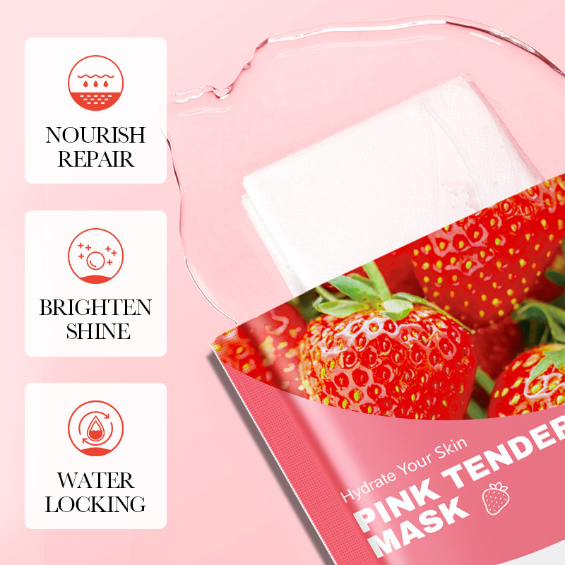 FAYANKOU Strawberry Hydrating Pink Facial mask Moisturizing Facial Mask cross-border export wholesale Specification drawing