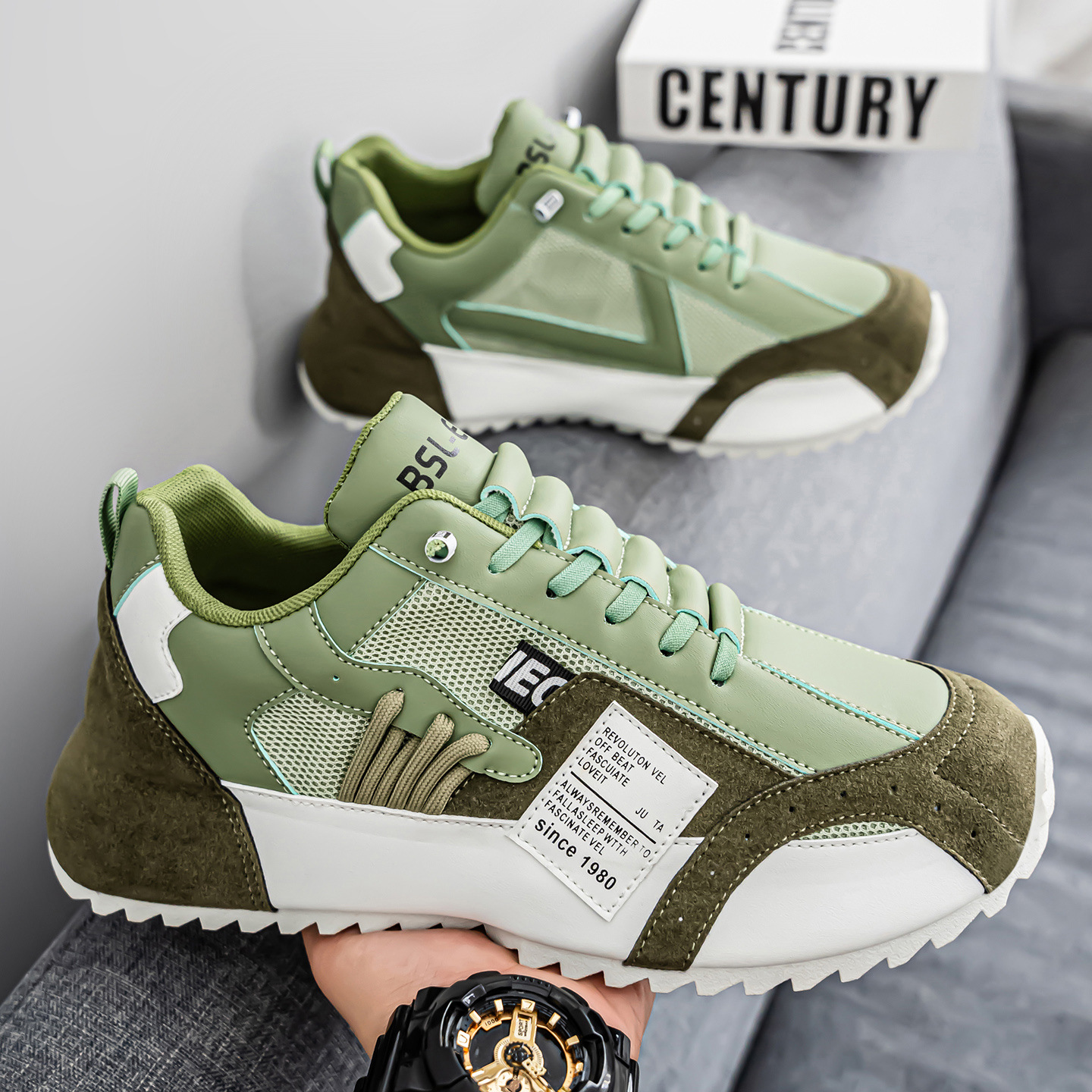 Men's summer breathable and versatile shoes: one-step sports shoes, casual board shoes, running thick-soled insole height-increasing dad shoes, trendy shoes full figure