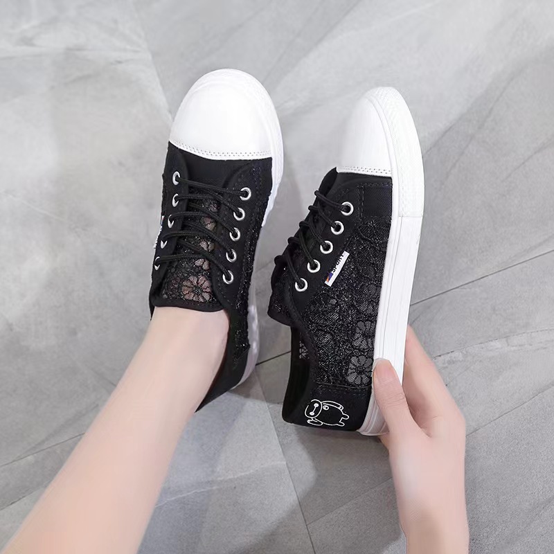 New women's shoes for spring and summer: perforated net shoes, student canvas shoes, women's breathable casual shoes, women's factory wholesale women's shoes Specification drawing