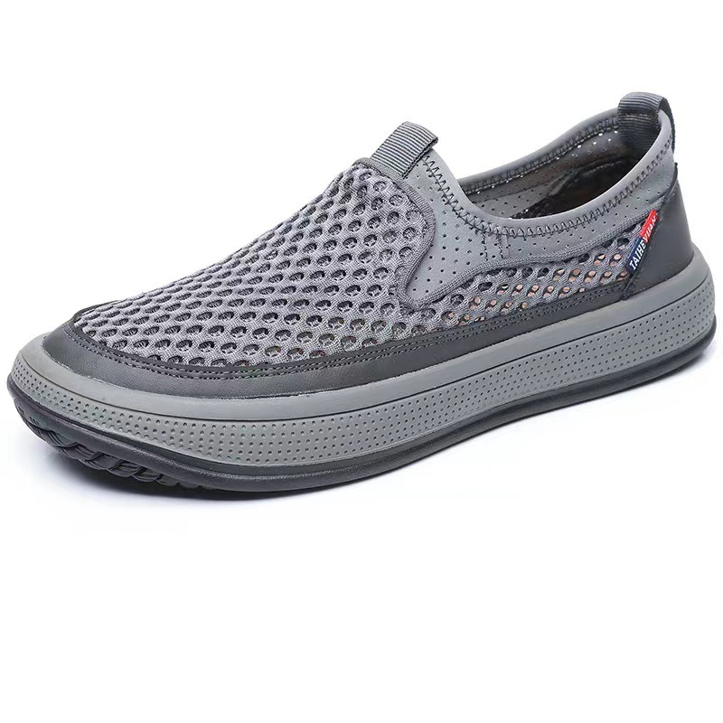 Men's net shoes for summer, casual and breathable. Soft-soled old Beijing cloth shoes, simple one-step men's shoes wholesale Specification drawing