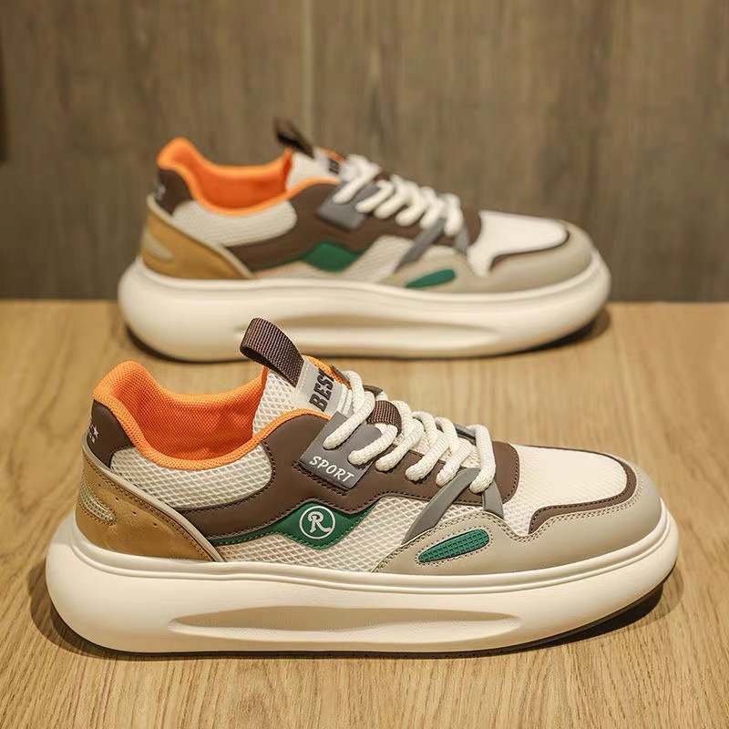 New breathable mesh shoes for men in summer, Korean style trendy and versatile sports shoes, casual board shoes, dad trendy shoes details Picture