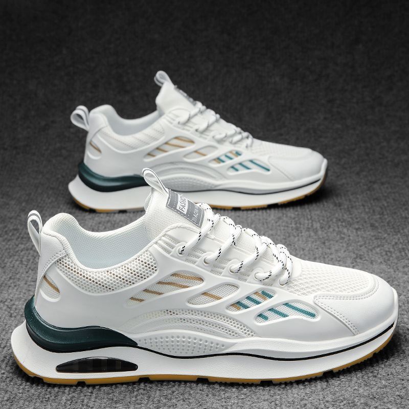Summer men's breathable mesh sports shoes, men's Korean style versatile white sneakers, mesh shoes, running casual dad trendy shoes details Picture