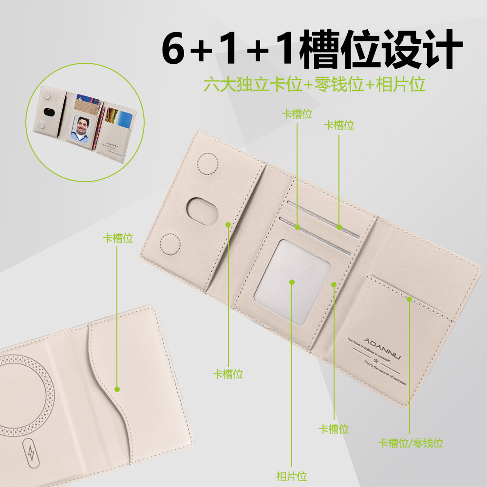 MagsafeAD370, a three-fold magnetic card holder for mobile phones with a large capacity for card storage, is universal for mobile phones details Picture
