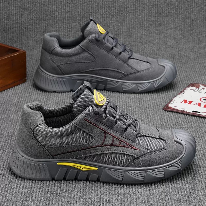 Spring new style of men's safety shoes, breathable, anti-slip and wear-resistant sports shoes for construction site work, casual work shoes and hiking shoes details Picture
