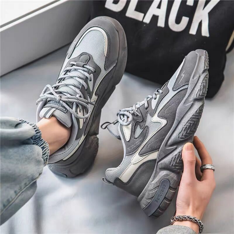 New breathable mesh sports shoes for men in summer, trendy and versatile height-increasing casual sneakers, running dad shoes Specification drawing