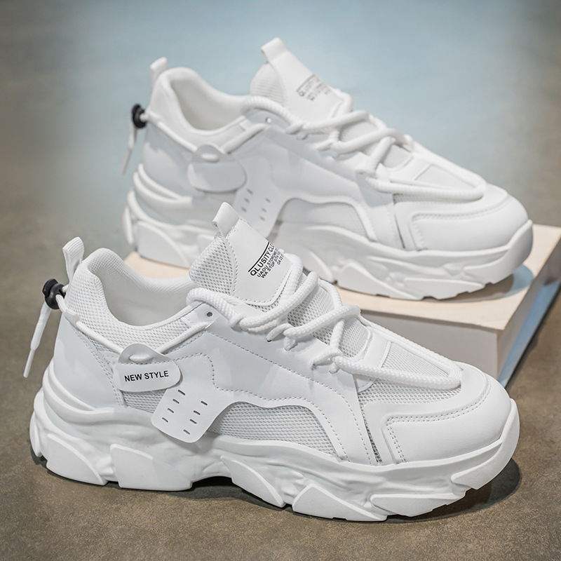 Summer new men's shoes: Breathable mesh shoes, men's trendy and versatile thick-soled sports shoes, casual running dad trendy shoes full figure