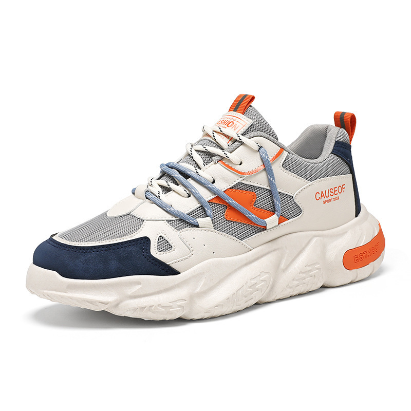 New breathable sports shoes for men in spring, Korean style trendy and versatile thick-soled casual shoes, running dad shoes for men Item Picture