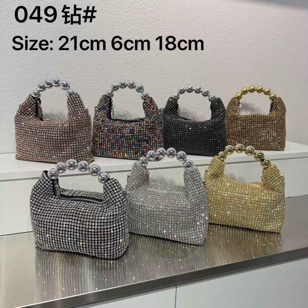 2热卖闪亮水钻珠子手拿包链条镶砖晚宴包单肩斜挎女包