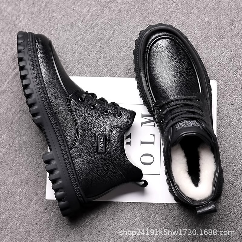 Wholesale of 2024 new men's British retro high-top shoes with fleece warmth thick-soled casual leather boots and workwear shoes for autumn and winter Application Scenario