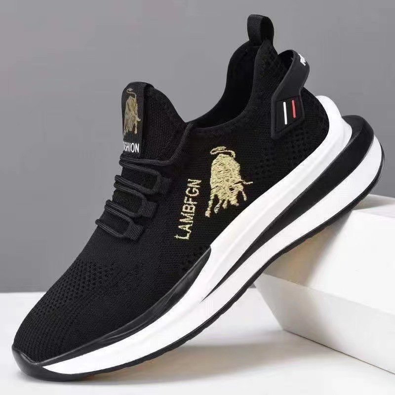 Men's 2024 Spring New men's sports shoes, popular flying woven breathable running shoes, casual men's shoes manufacturer wholesale Specification drawing