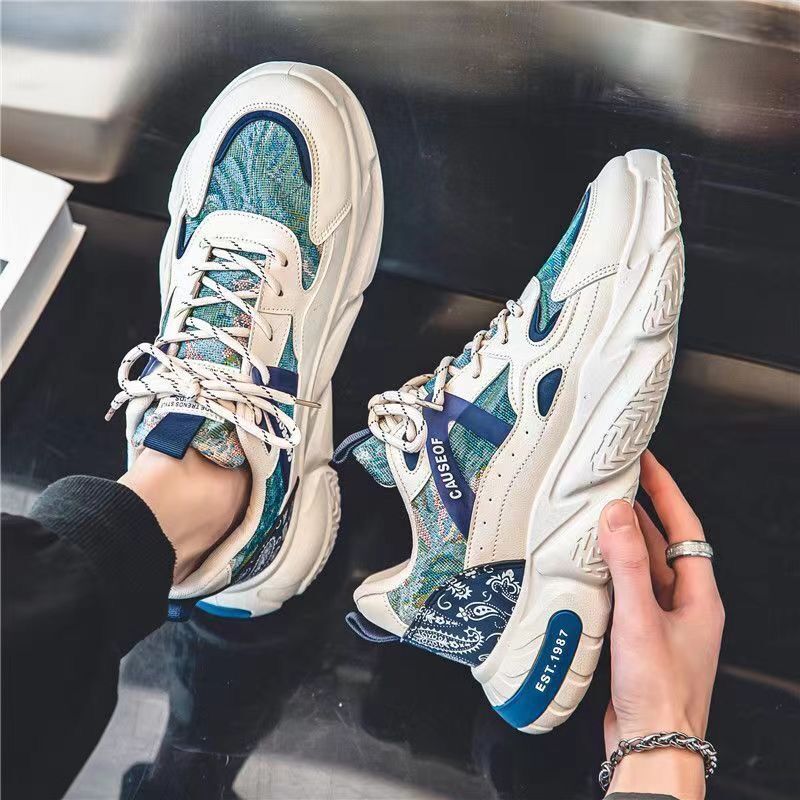 New breathable men's shoes for spring, men's sports shoes, Korean style, trendy and versatile, small white thick-soled casual dad shoes Specification drawing