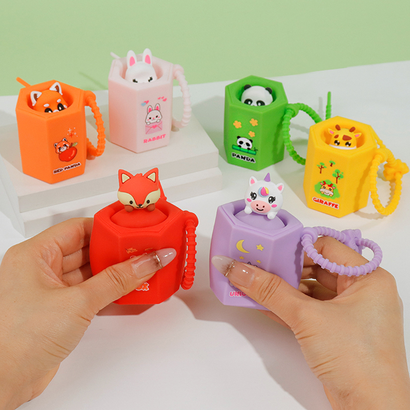 Creative silicone stress-relieving keychain, cartoon cute doll, unicorn bag, keychain pendant details Picture