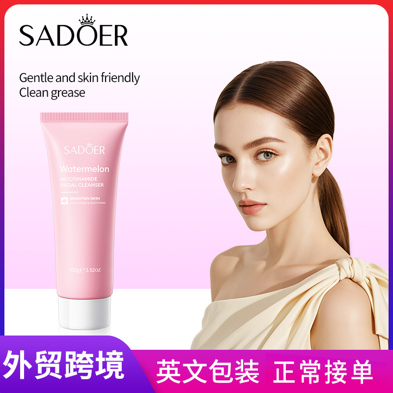 All-english SADOER Watermelon Nicotinamide Facial Cleanser Deep Cleansing Facial Cleanser cross-border export wholesale full figure