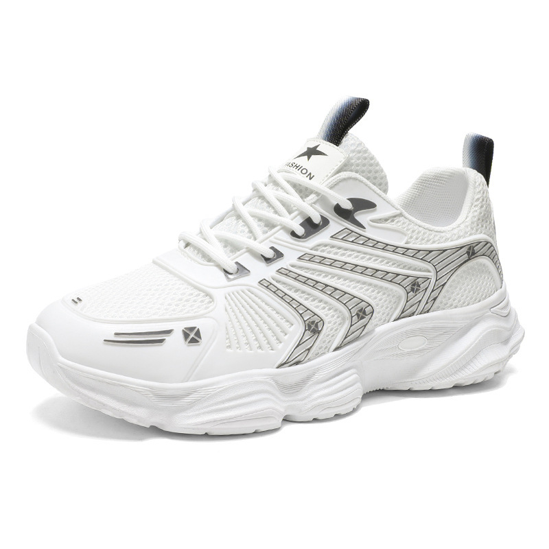 New breathable mesh shoes for men in summer, trendy and versatile men's sports shoes, thick-soled casual running dad shoes Item Picture