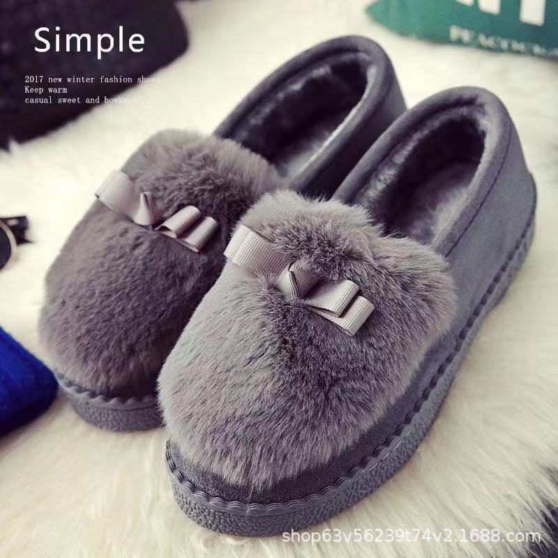 Autumn and winter Doudou cotton shoes, women's cotton shoes, postpartum shoes, indoor thick-soled anti-slip low-top plush cotton shoes, one-piece consignment full figure
