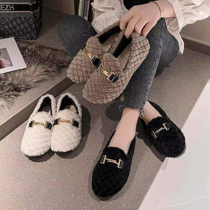 2021 Autumn/Winter new women's shoes: Korean style trendy bean shoes, flat cotton shoes, fashionable wool shoes, Douyin one-piece consignment Application Scenario