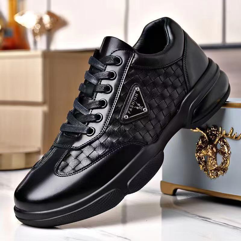 New breathable leather men's shoes, trendy and versatile casual shoes, low-top lace-up work shoes, men's leather shoes Specification drawing