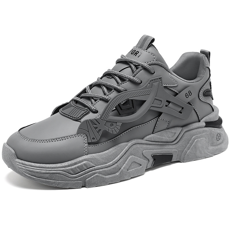 New breathable white men's shoes for autumn, trendy and versatile thick-soled sports shoes, casual running dad shoes for men Item Picture