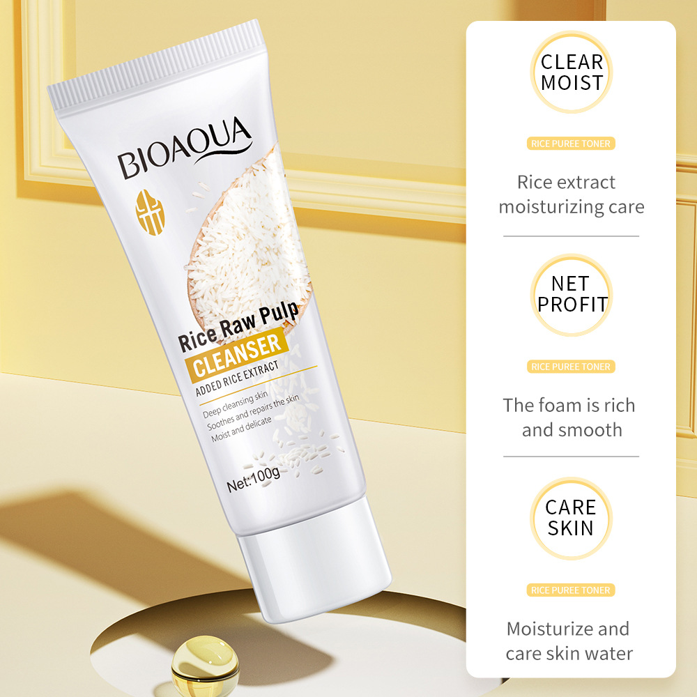 Cross-border wholesale of all-English BIOAQUA Rice puree Facial cleanser details Picture